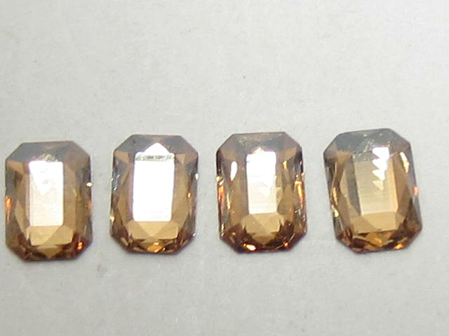 12pcs. EMERALD CUT 3.7x2.5mm GOLDEN SHADOW STAR BRIGHT FLAT BACK Rhinestones